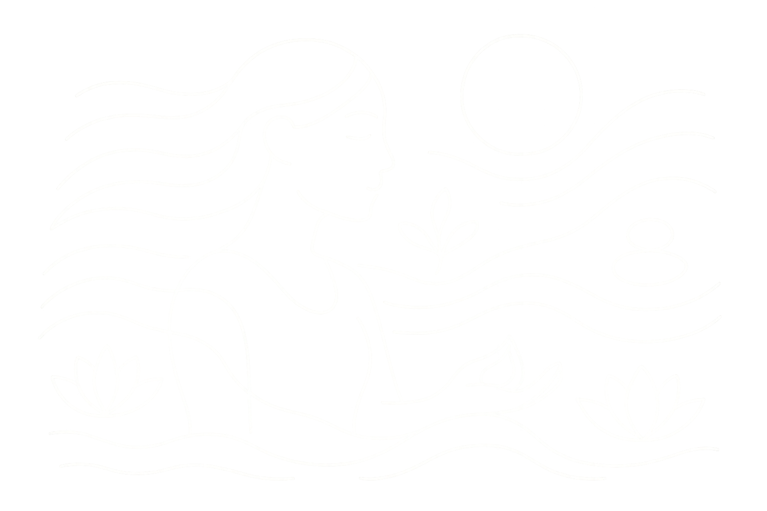 generate a graphic image just like the ones you just did with no background and white lines for this playlist A playlist for self-reflection and inner peace. Gentle sounds that calm and center. non mettere nessuna scritta, voglio solo il disegno